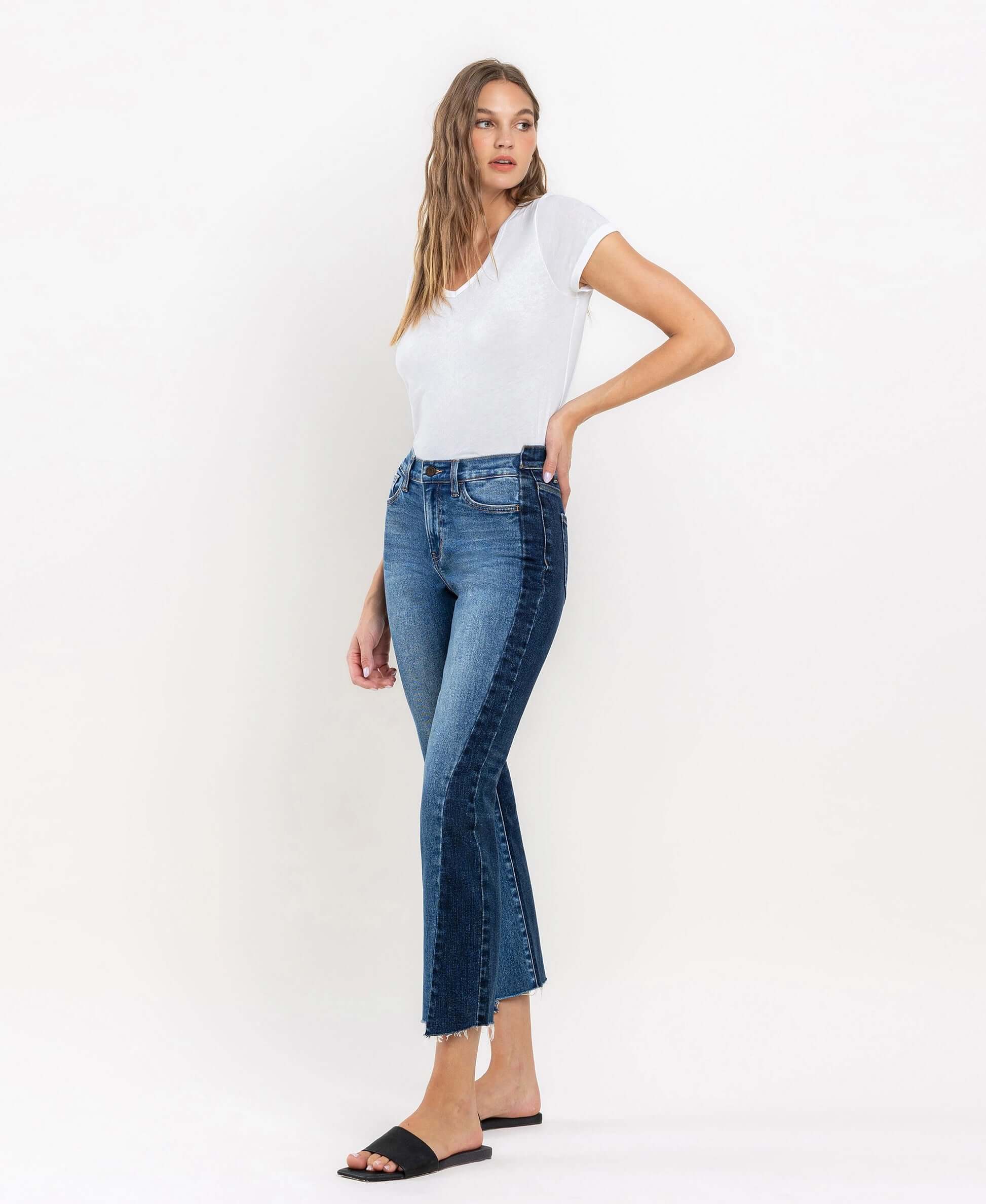 Vervet by Flying Monkey Immaculately Color Block Crop Straight Jeans Vervet by Flying Monkey