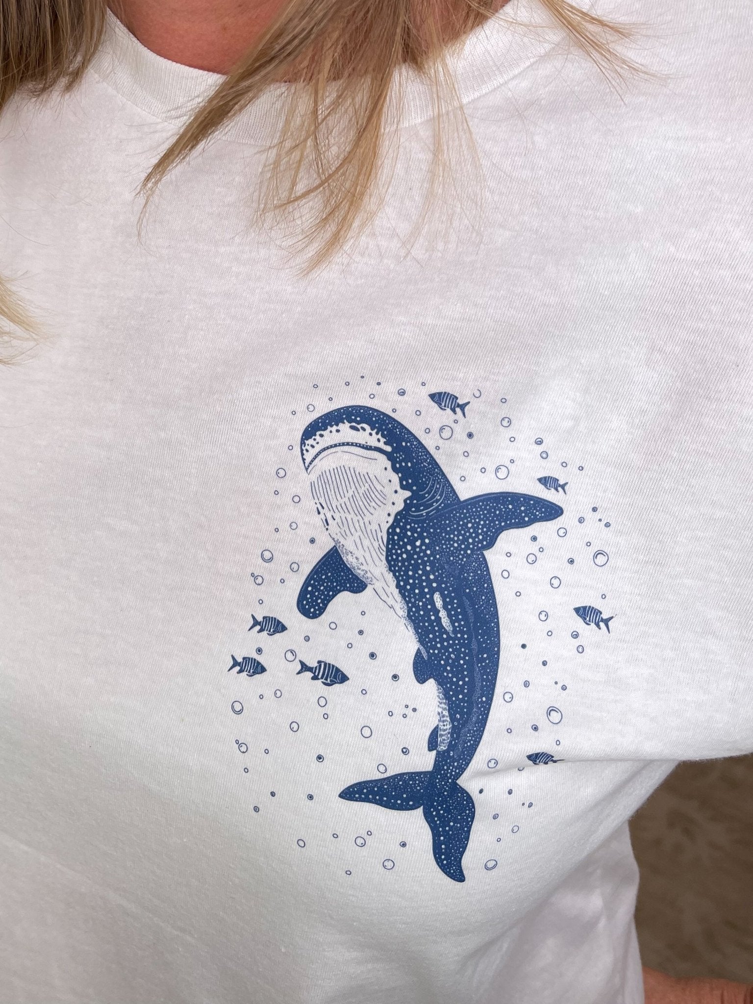 Deep Waters Whale Shark Crop Tee | Retro Isaiah 43:2 Christian Beach Shirt - Lavender HillsTallulah Bee ApparelWHL-SAH-S