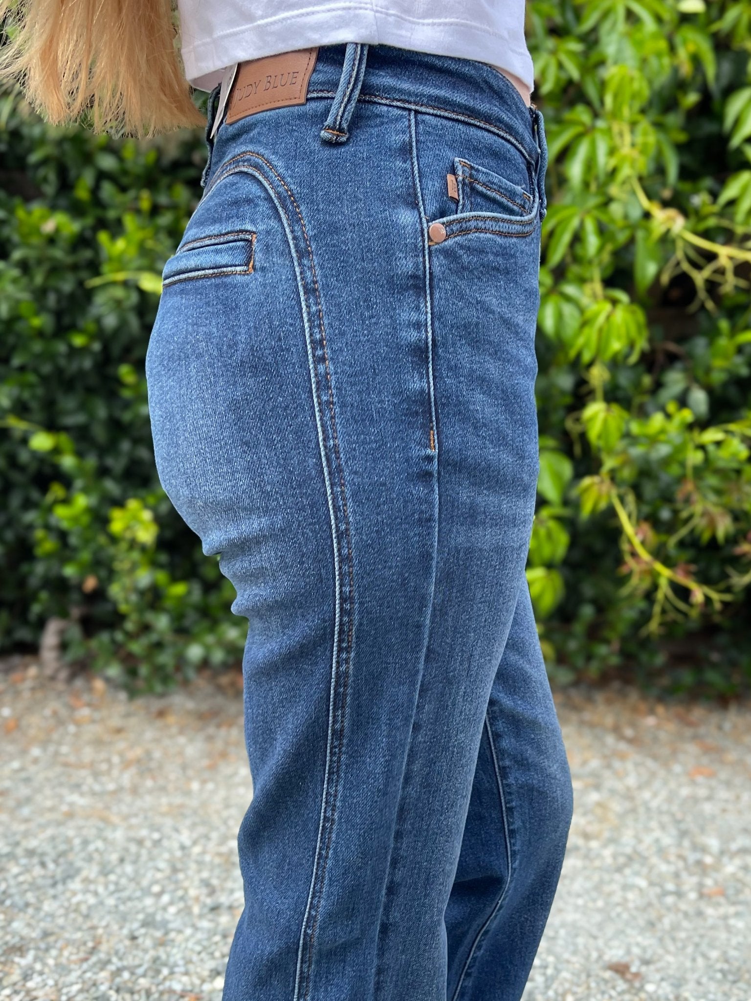 Judy Blue Alex Mid-Rise Bootcut Jeans with Western Cowboy Seaming - Lavender HillsJudy Blue881124REG-MD-25