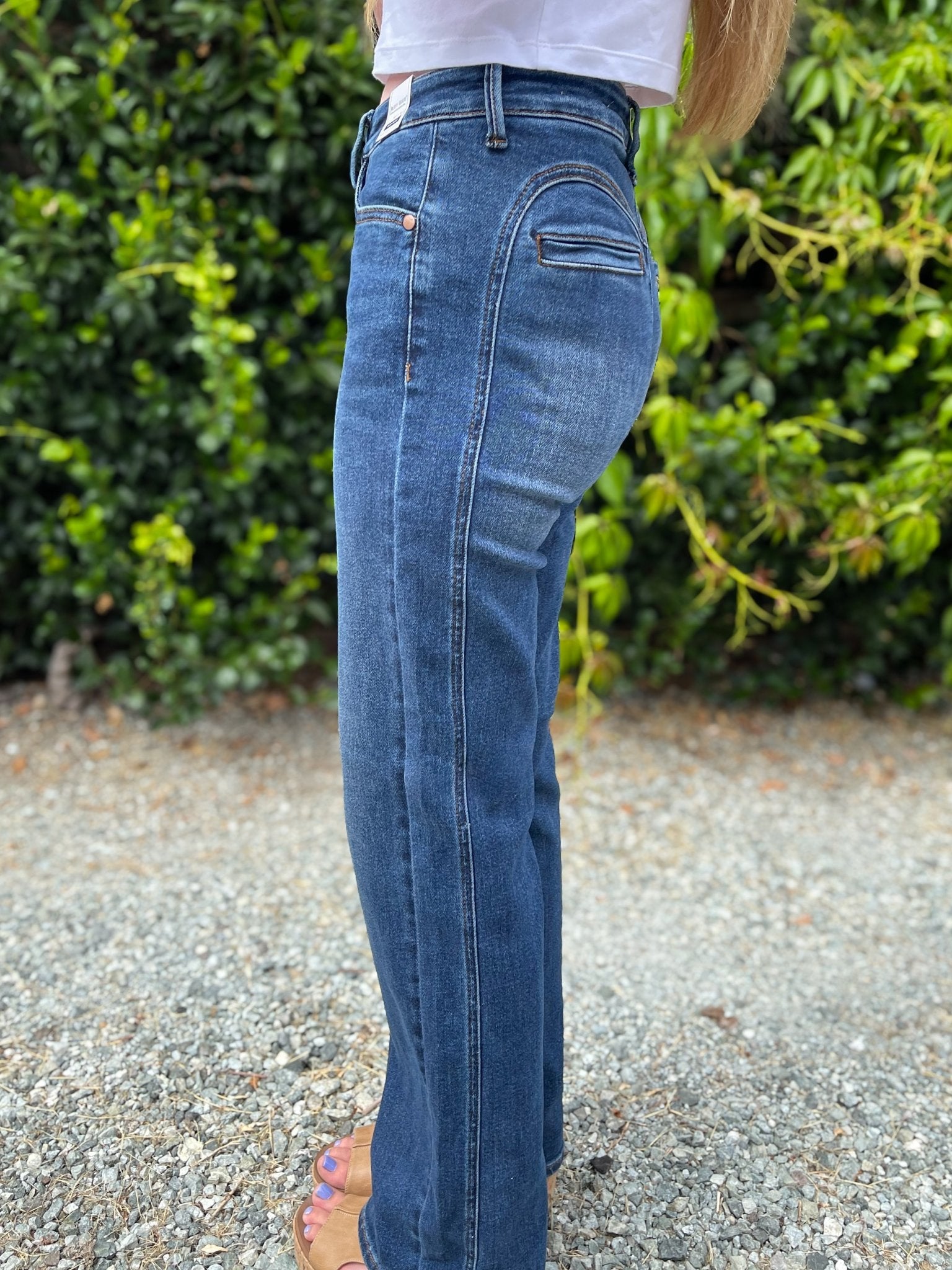 Judy Blue Alex Mid-Rise Bootcut Jeans with Western Cowboy Seaming - Lavender HillsJudy Blue881124REG-MD-25