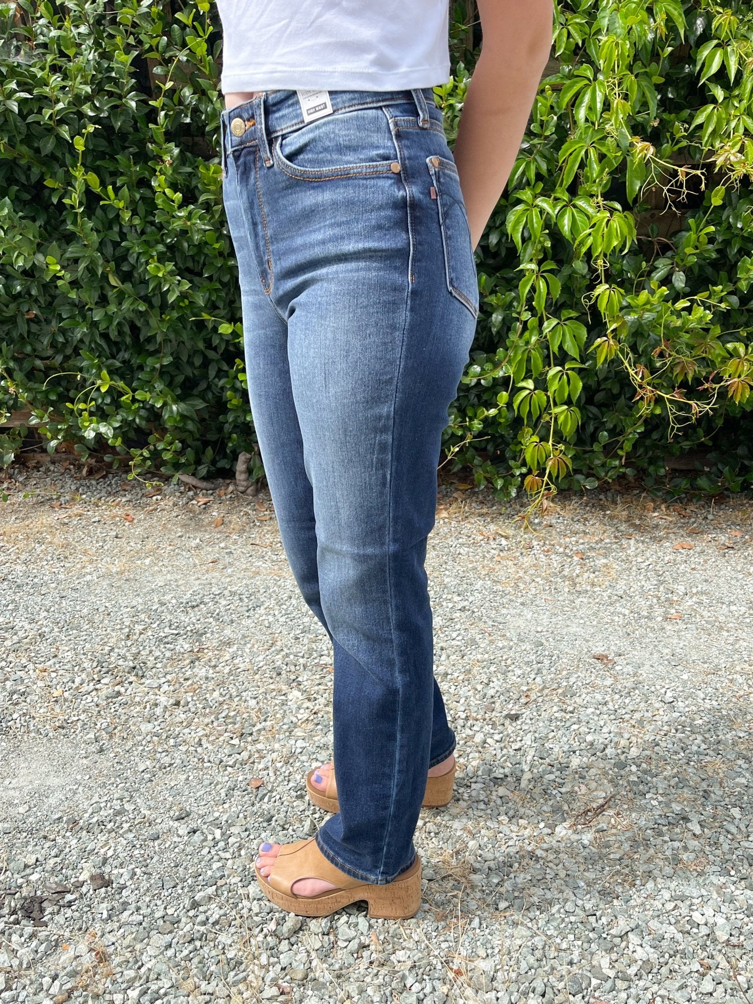 Judy Blue High-Rise Thermal Straight Leg Jeans - Vintage Dark Wash