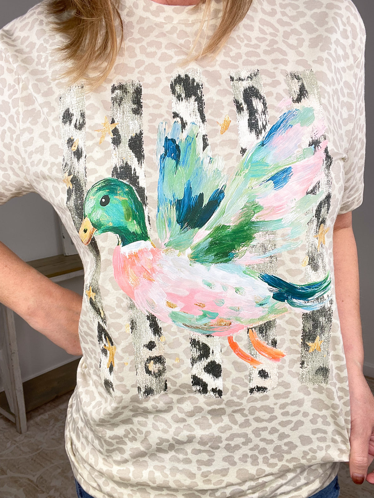 Mallard Duck Leopard Print Graphic Tee