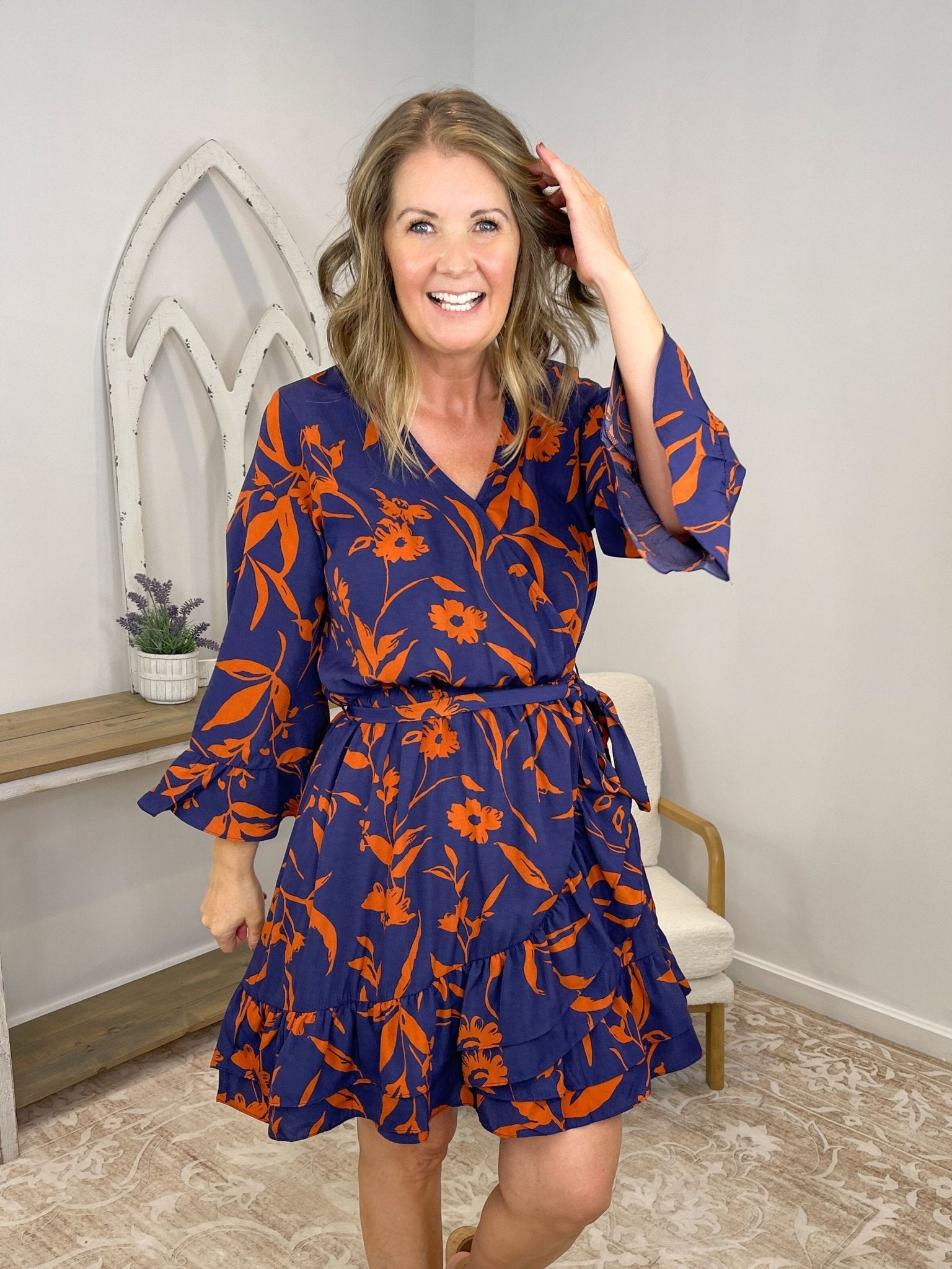 Midnight Floral Surplice Wrap Dress - Lavender HillsEaselED25573-MDBL-S