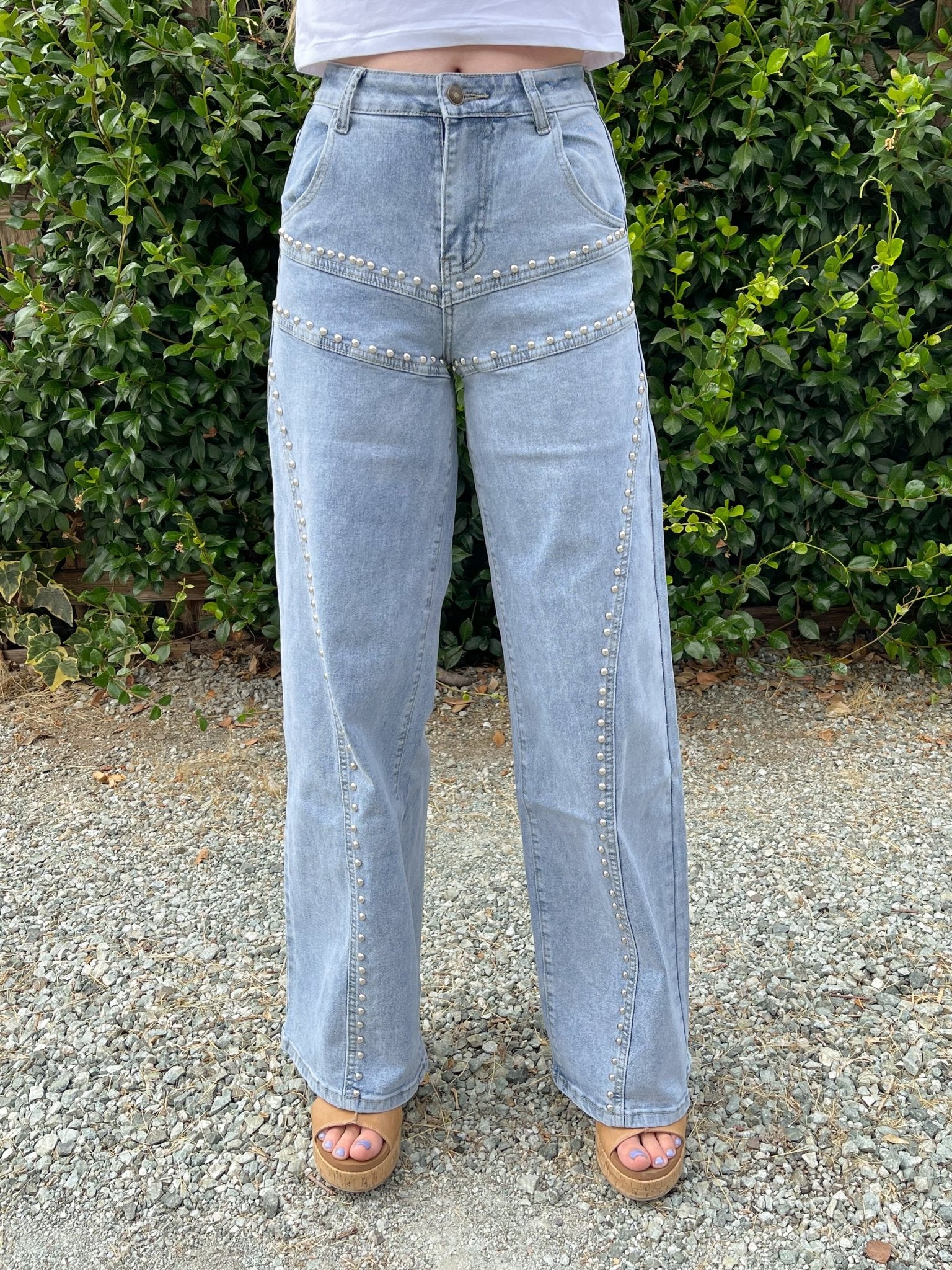 Nova Studded Wide-Leg Denim - Lavender HillsLA GirlLA1011-0