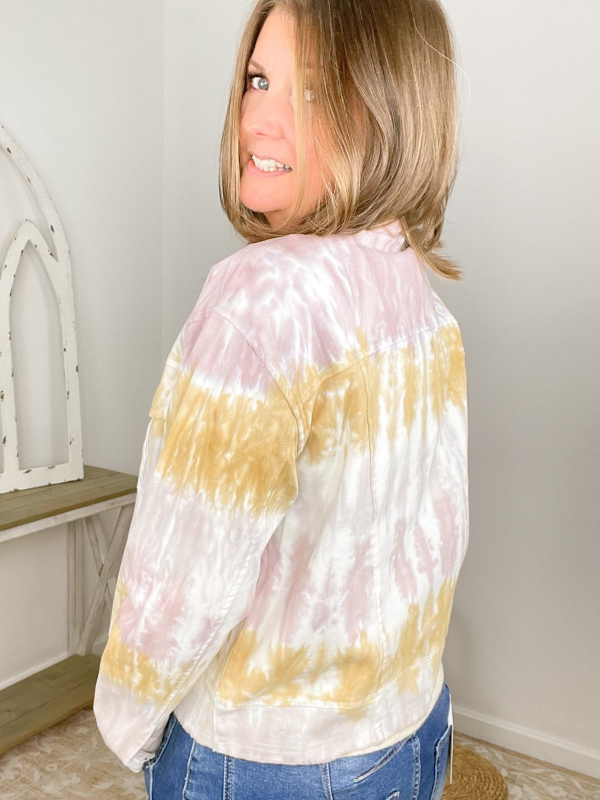 Pastel Tie-Dye Cropped Denim Jacket - Lavender HillsMystreeMYS-DYEJKT-S