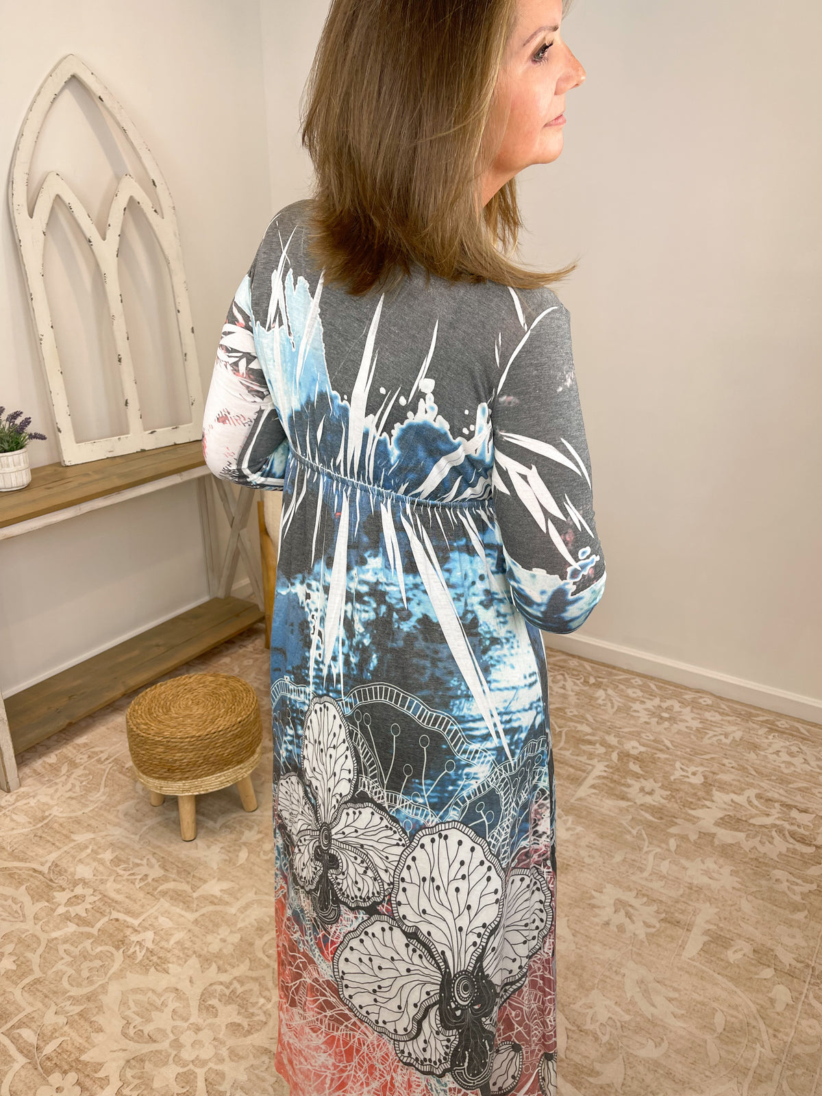 Rhinestone Surplice Mineral Wash Boho Maxi Dress