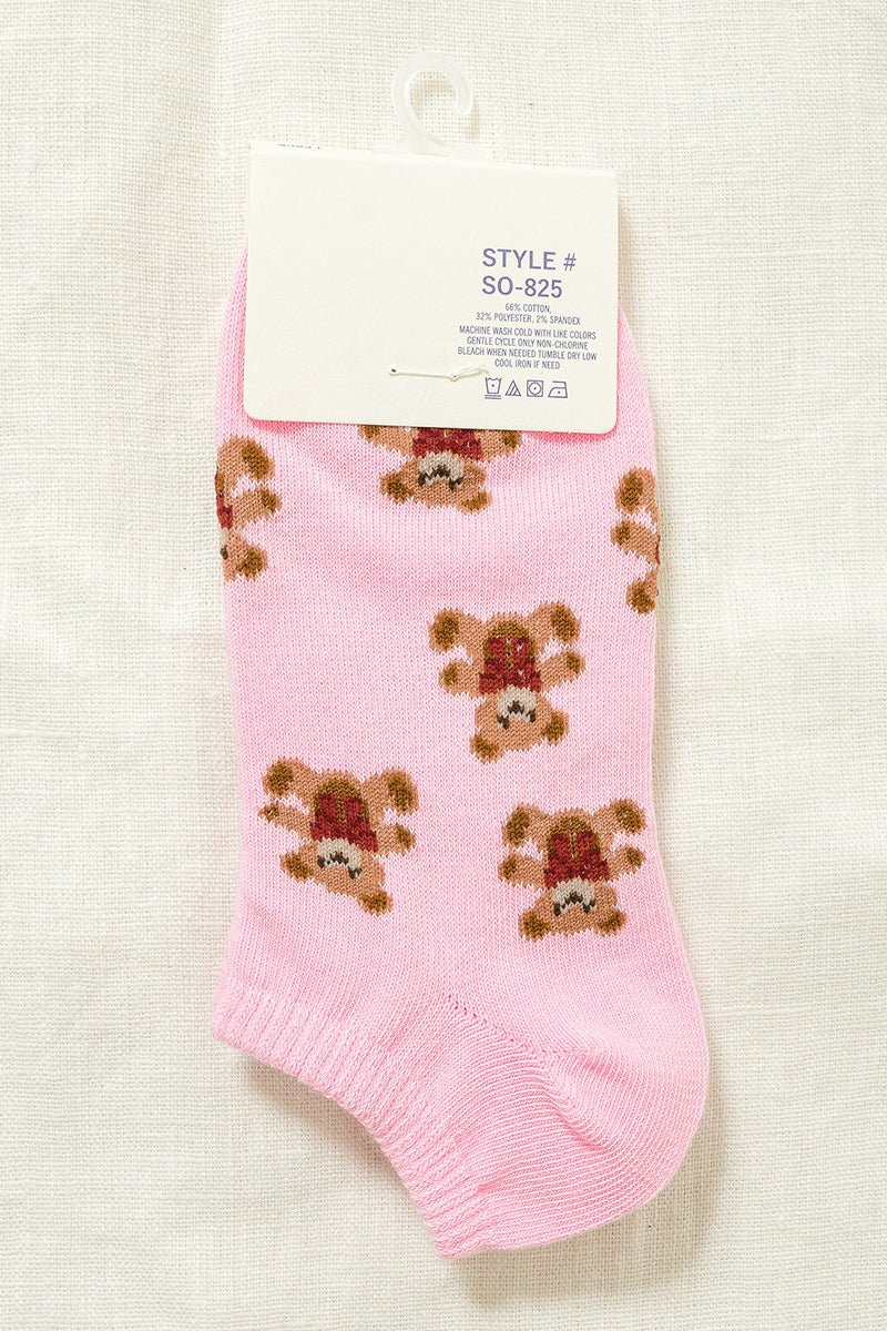 Bear Print Ankle Socks - Lavender Hills BeautyZenanaSO-825-BLK