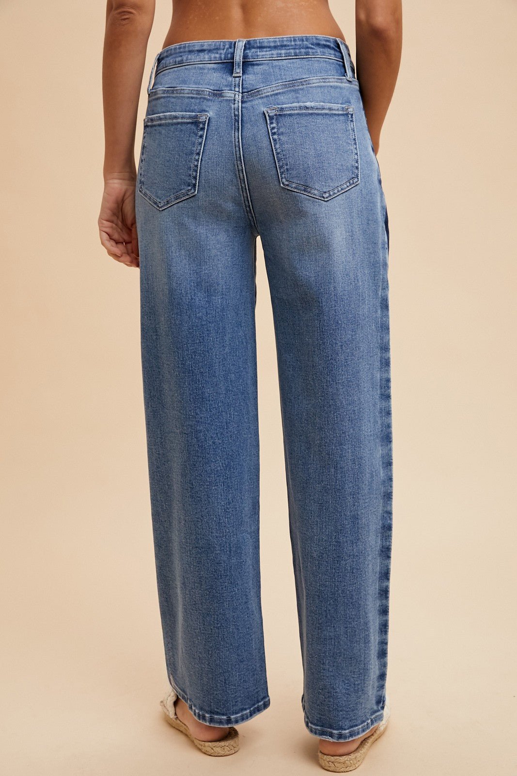 Side Stripe Baggy High - Rise Straight Leg Jeans - Lavender Hills BeautyAnniewearAP6365-S
