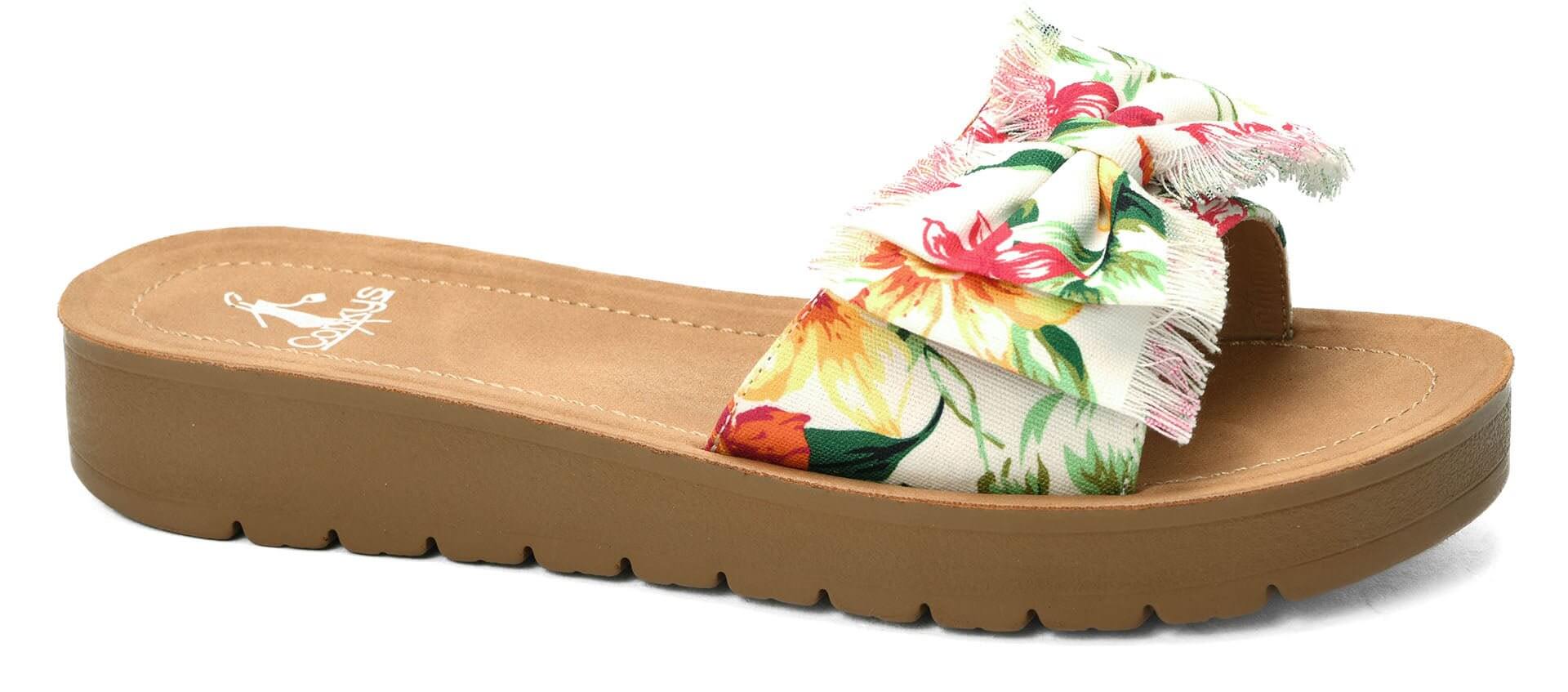 Corky's Footwear Spray Tan Sandal Slide - White Floral - Lavender Hills BeautyCorkys Footwear41 - 0412 - WHFL - 6