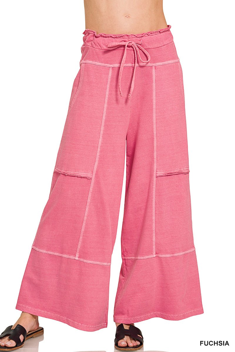 Low - Key Cropped Wide Leg Exposed Seam Wide Leg Lounge Pants - Lavender HillsZenana