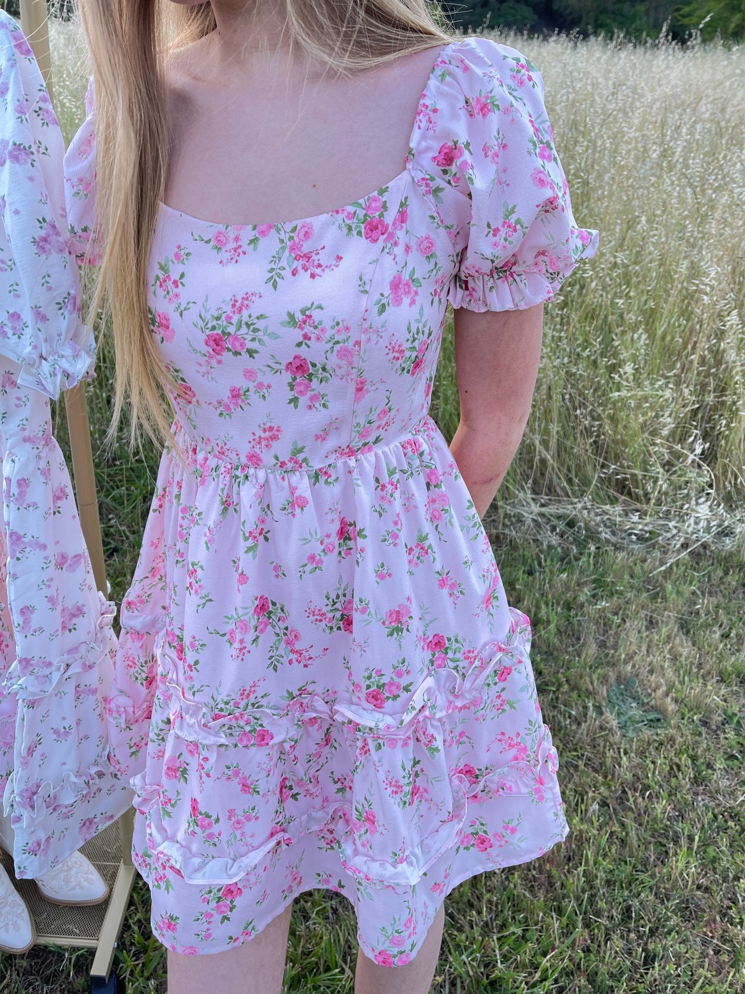 Cottage Charm Floral Smocked Mini Dress - Lavender HillsLavender Hills BeautyP60410-PNK-XXS