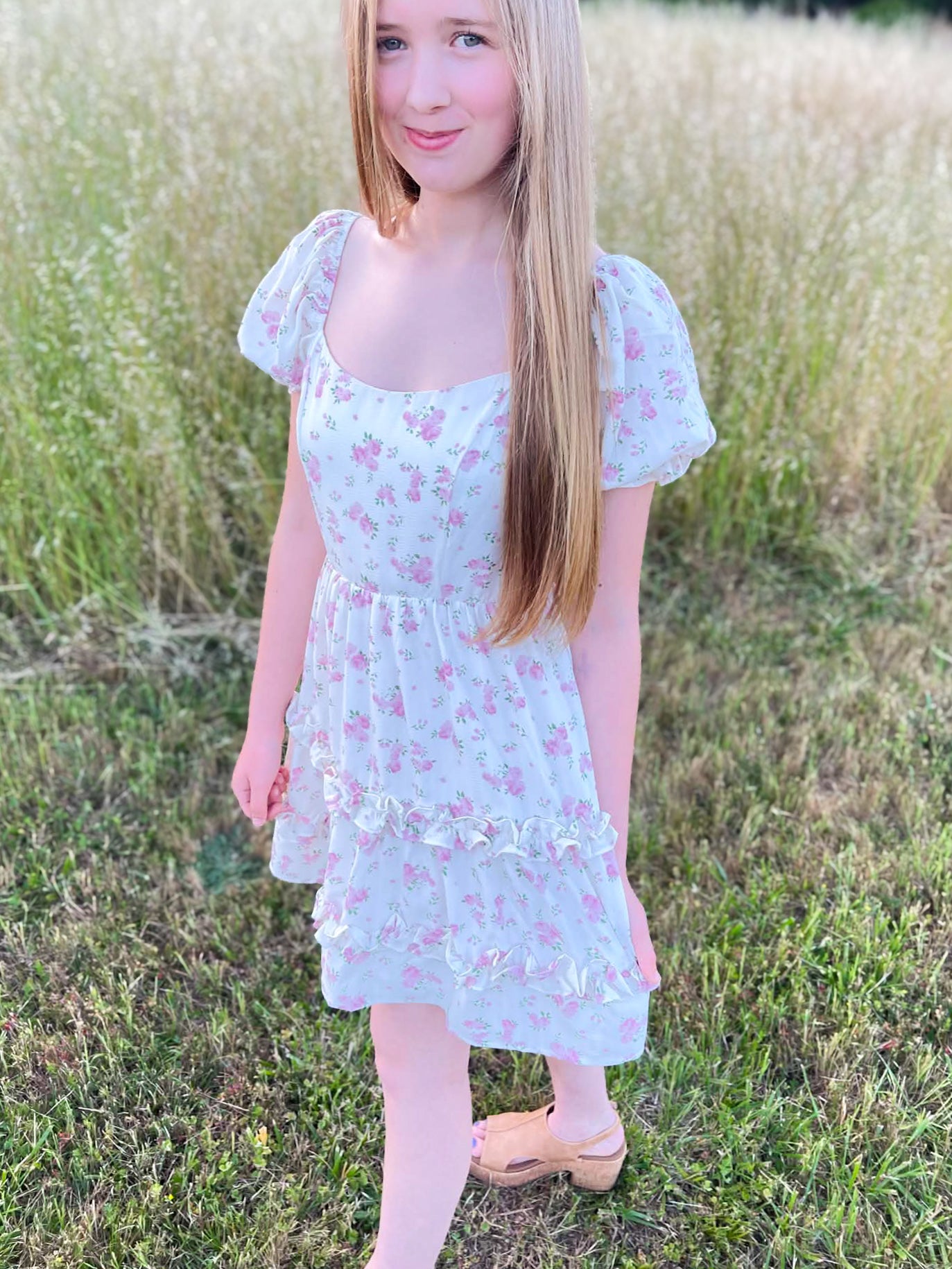 Cottage Charm Floral Smocked Mini Dress - Lavender HillsLavender Hills BeautyP60410-WHT-XXS