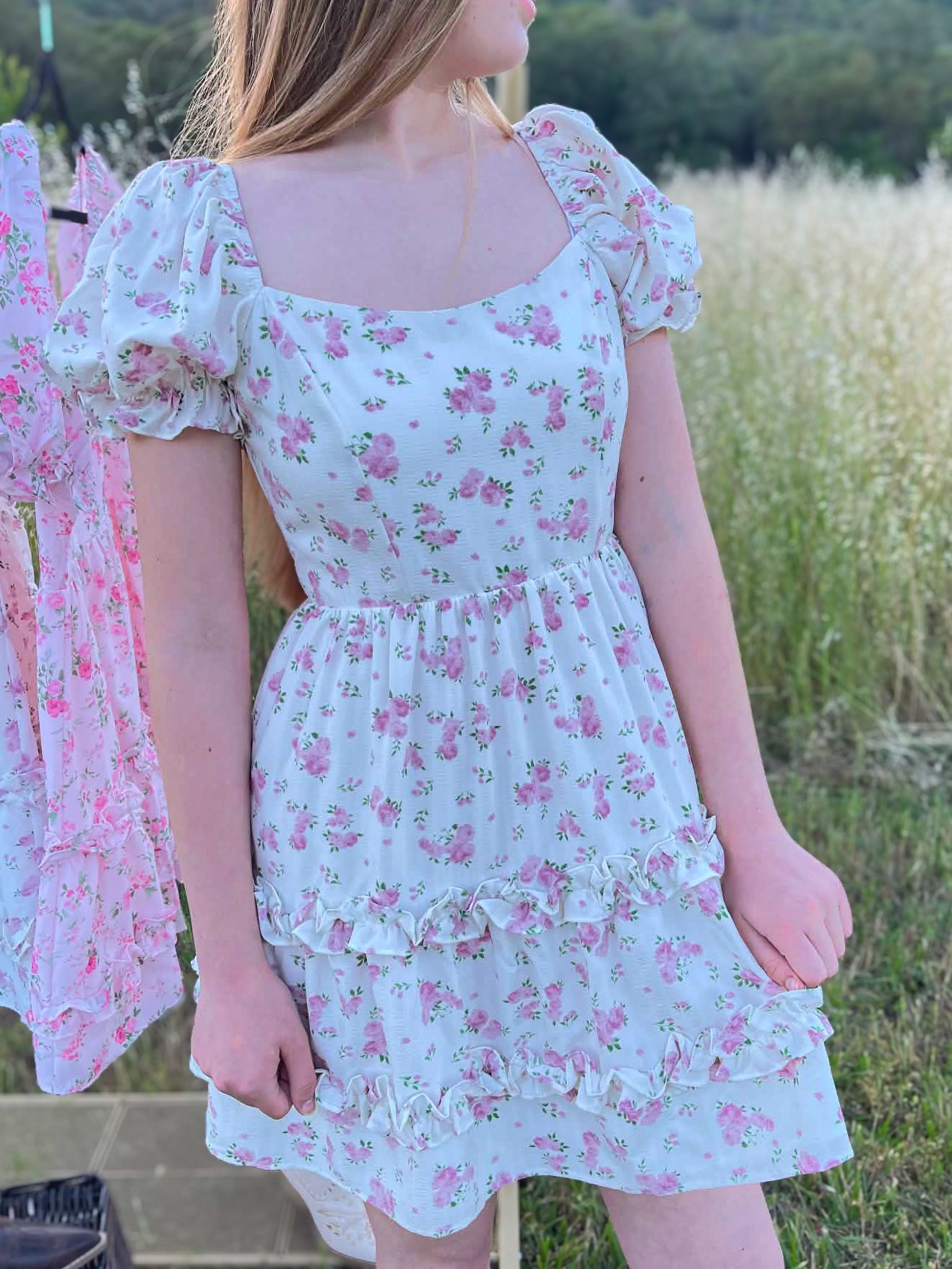 Cottage Charm Floral Smocked Mini Dress - Lavender HillsLavender Hills BeautyP60410-WHT-XXS