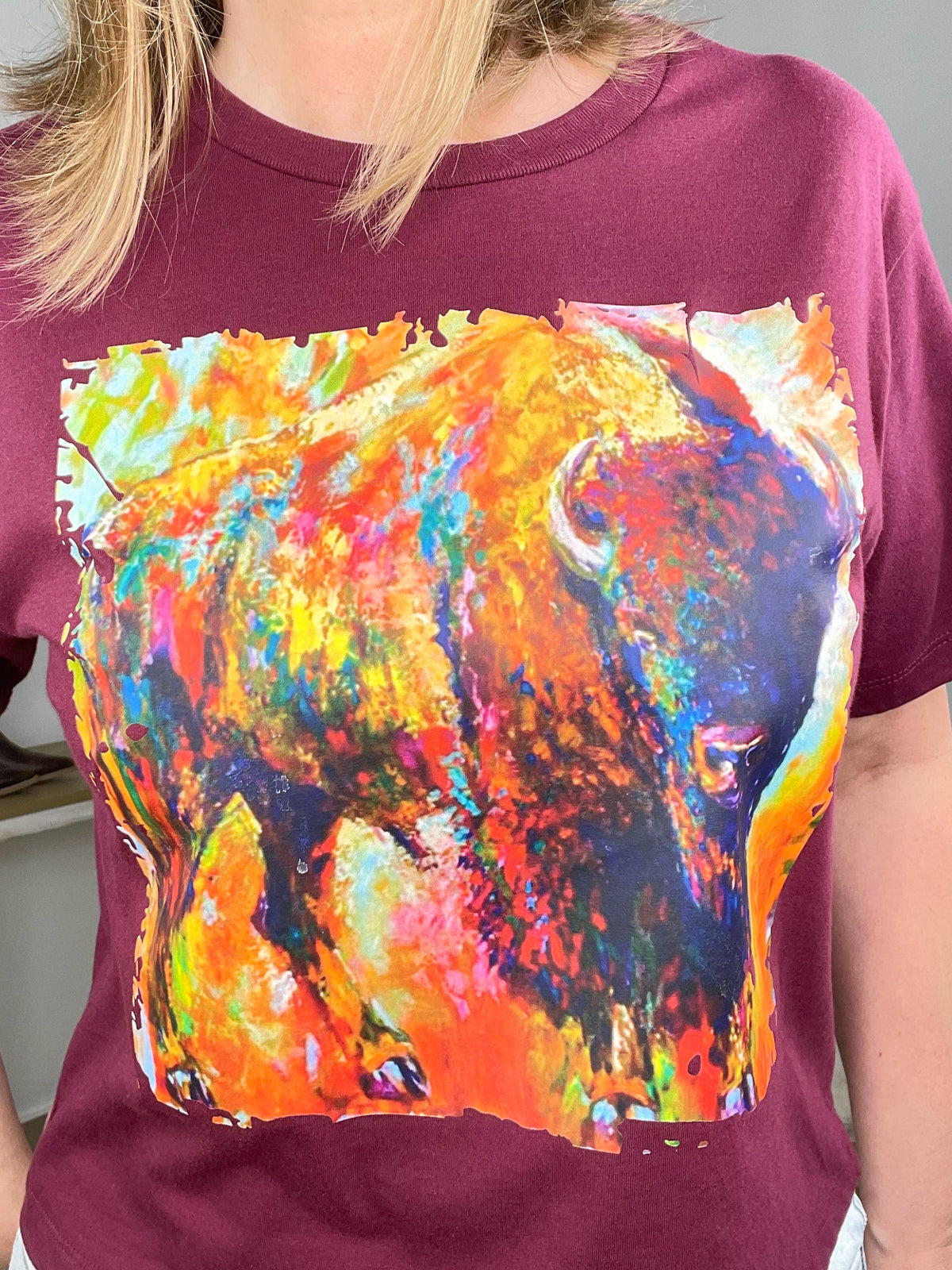 Vibrant Bison Watercolor Graphic Tee