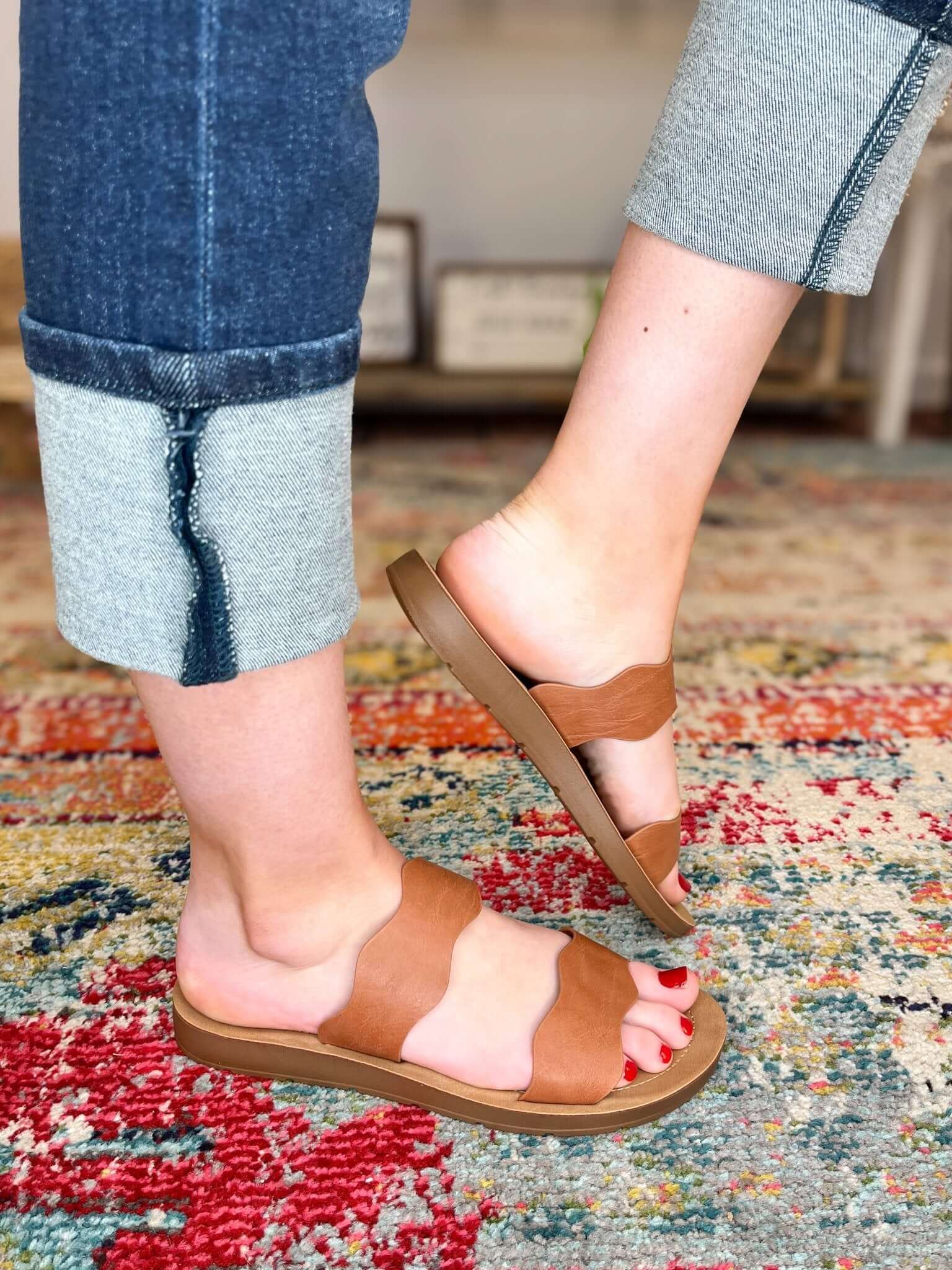 Corky's Footwear Wishy Washy Sandal Slide - Cognac - Lavender Hills BeautyCorkys Footwear41 - 0407 - COGN - 6