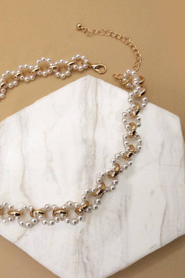 Pearl & Gold Choker Necklace - Lavender Hills BeautyJosslyn by Wall to Wall51N2070923