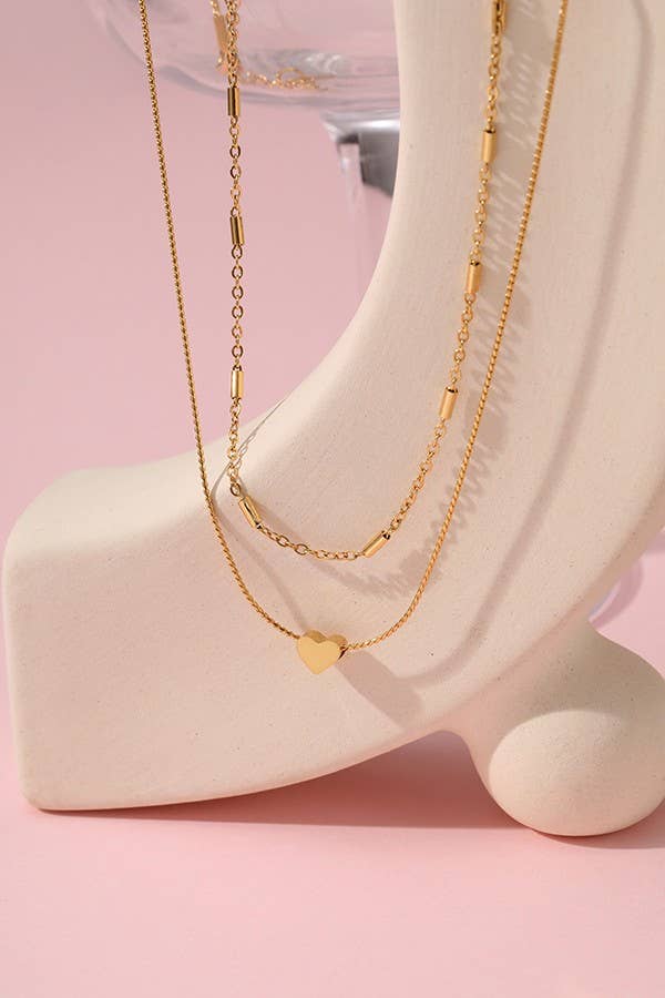 Dainty Layered Heart Gold Necklace - Lavender Hills BeautyJosslyn by Wall to Wall40NK358
