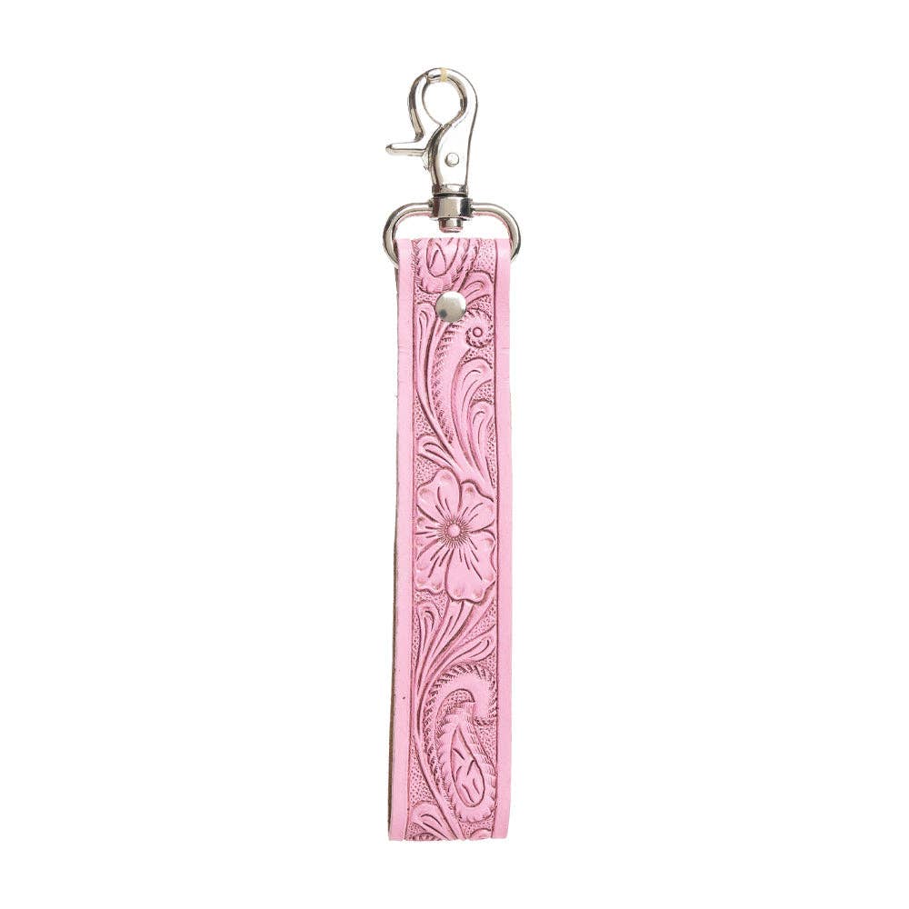 Blooming Meadow Western Pink Hand-Tooled Leather Key Fob - Lavender HillsMyra BagS-10837
