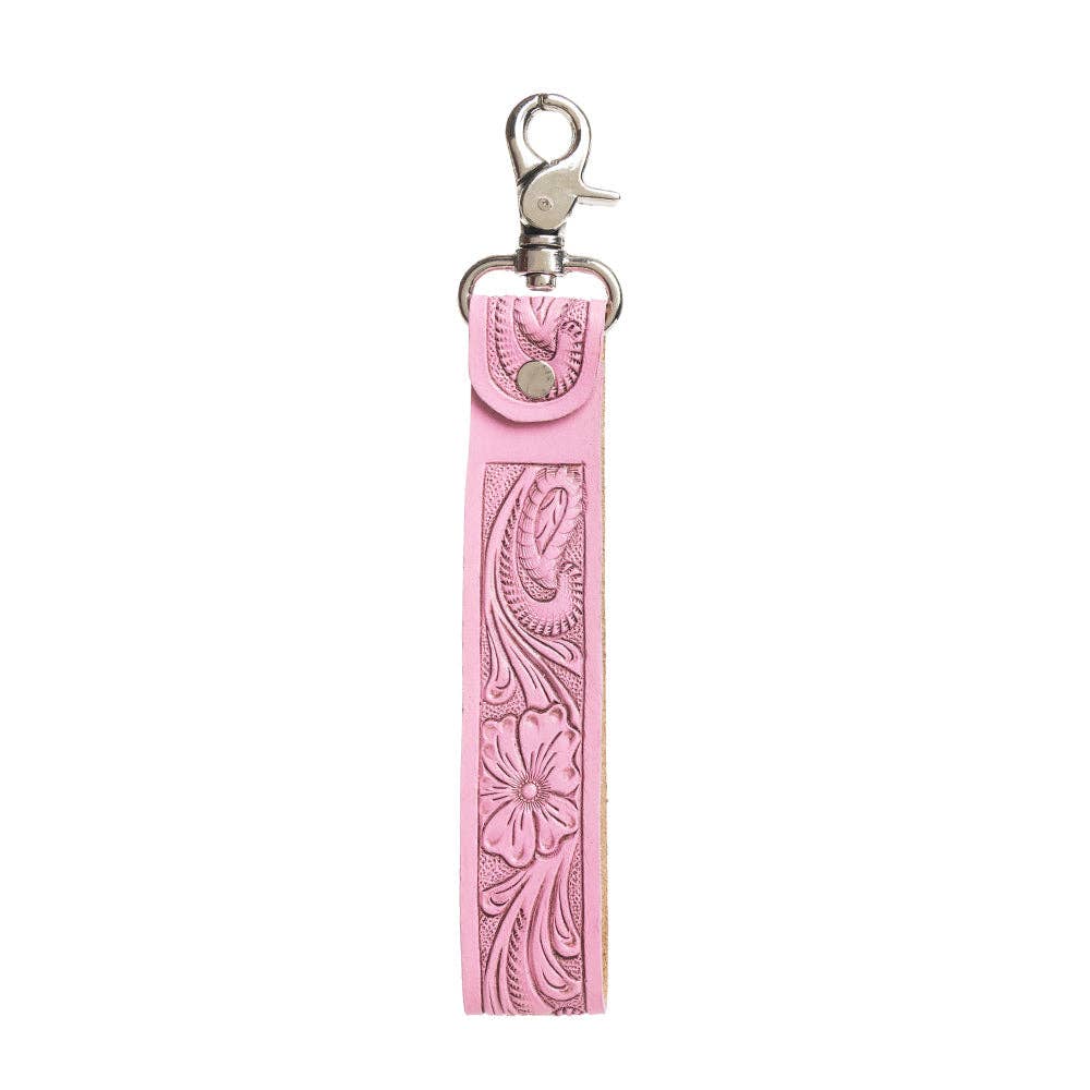 Blooming Meadow Western Pink Hand-Tooled Leather Key Fob - Lavender HillsMyra BagS-10837