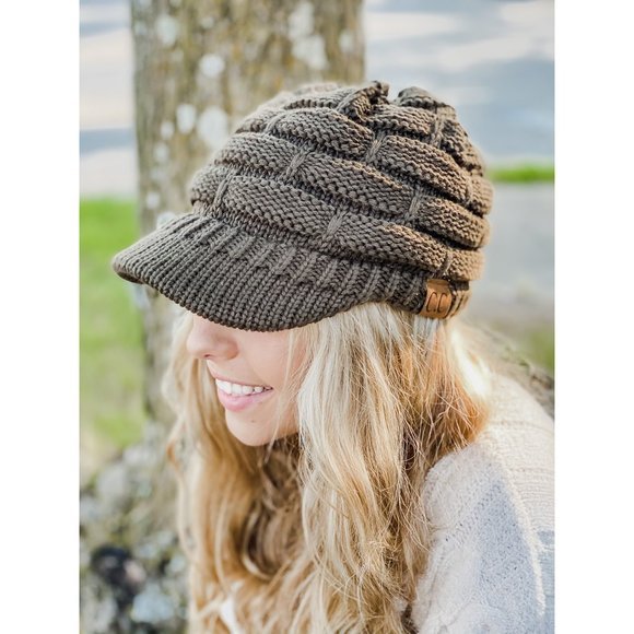 C.C Beanie Ribbed Knit Hat with Brim YJ2023 - Lavender Hills BeautyC.C Beanie