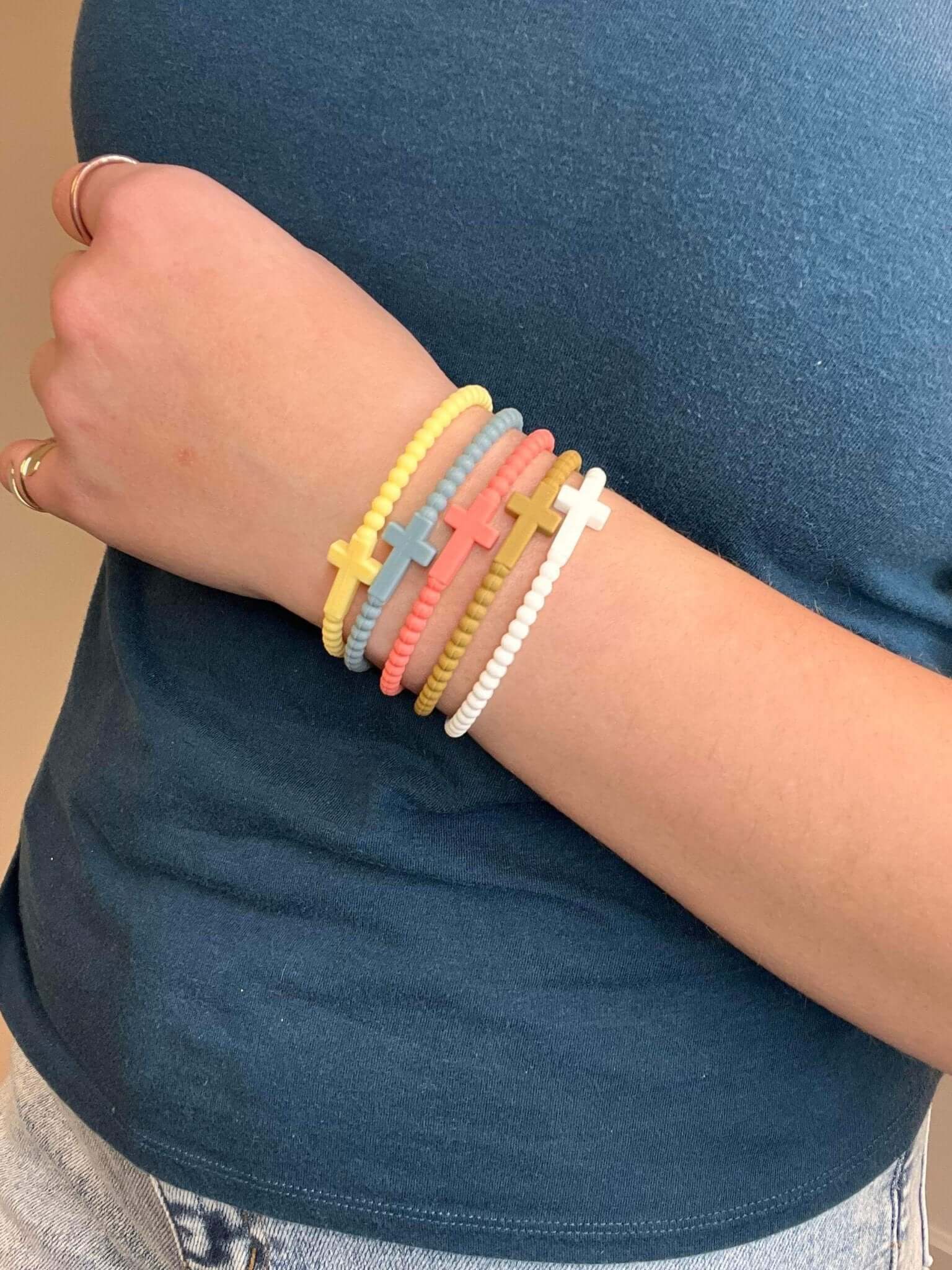 Cross Beaded Silicone Bracelets Set of 5 - Be You - Lavender Hills BeautyLavender Hills BeautyP8565S