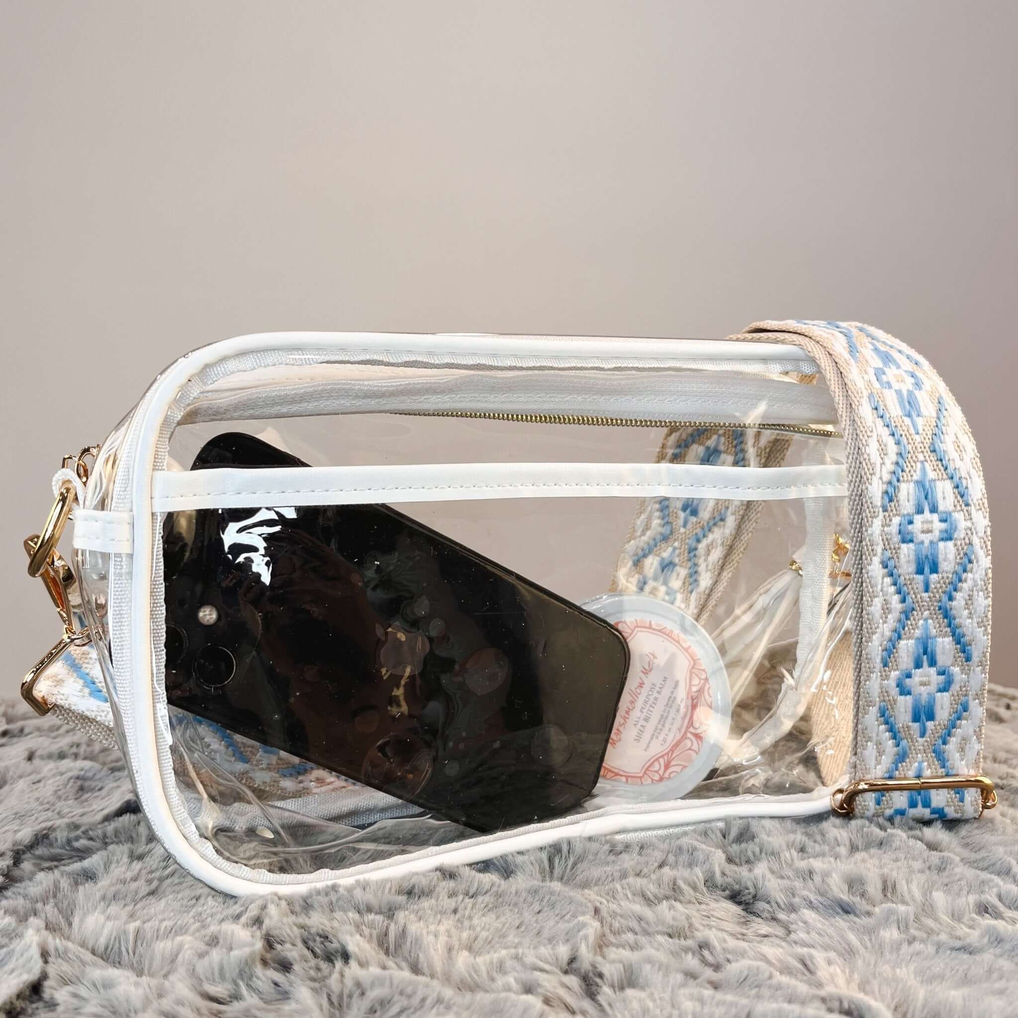 Clear Stadium Approved Crossbody Bag - Lavender Hills BeautyLavender Hills BeautyU-224A-WHT