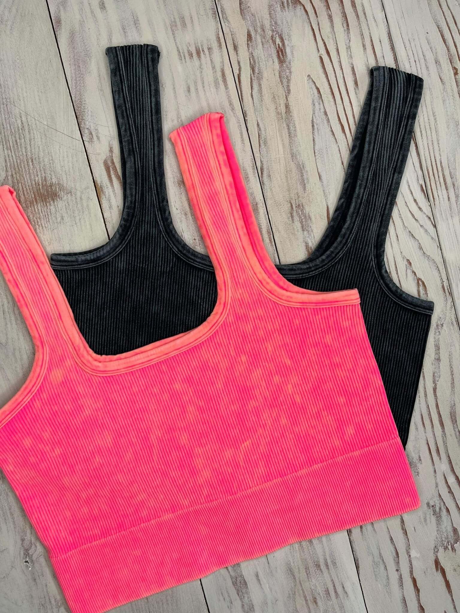 Flirty 2 Brami Cropped Tank Top- Ash Black - Lavender Hills BeautyZenana