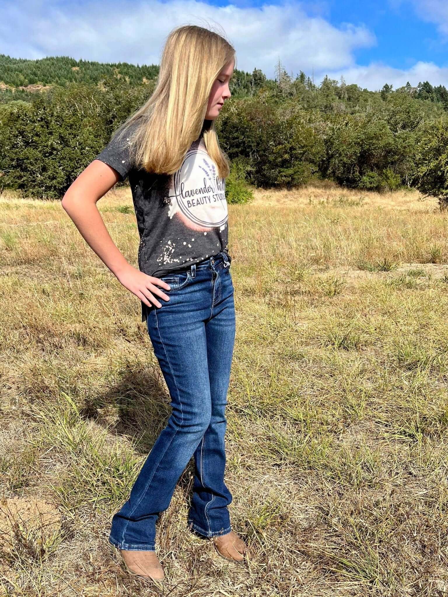 Little Sunshine Bella Mini Flare Jeans | Vervet by Flying Monkey | T5351 - Lavender Hills BeautyVervetT5351