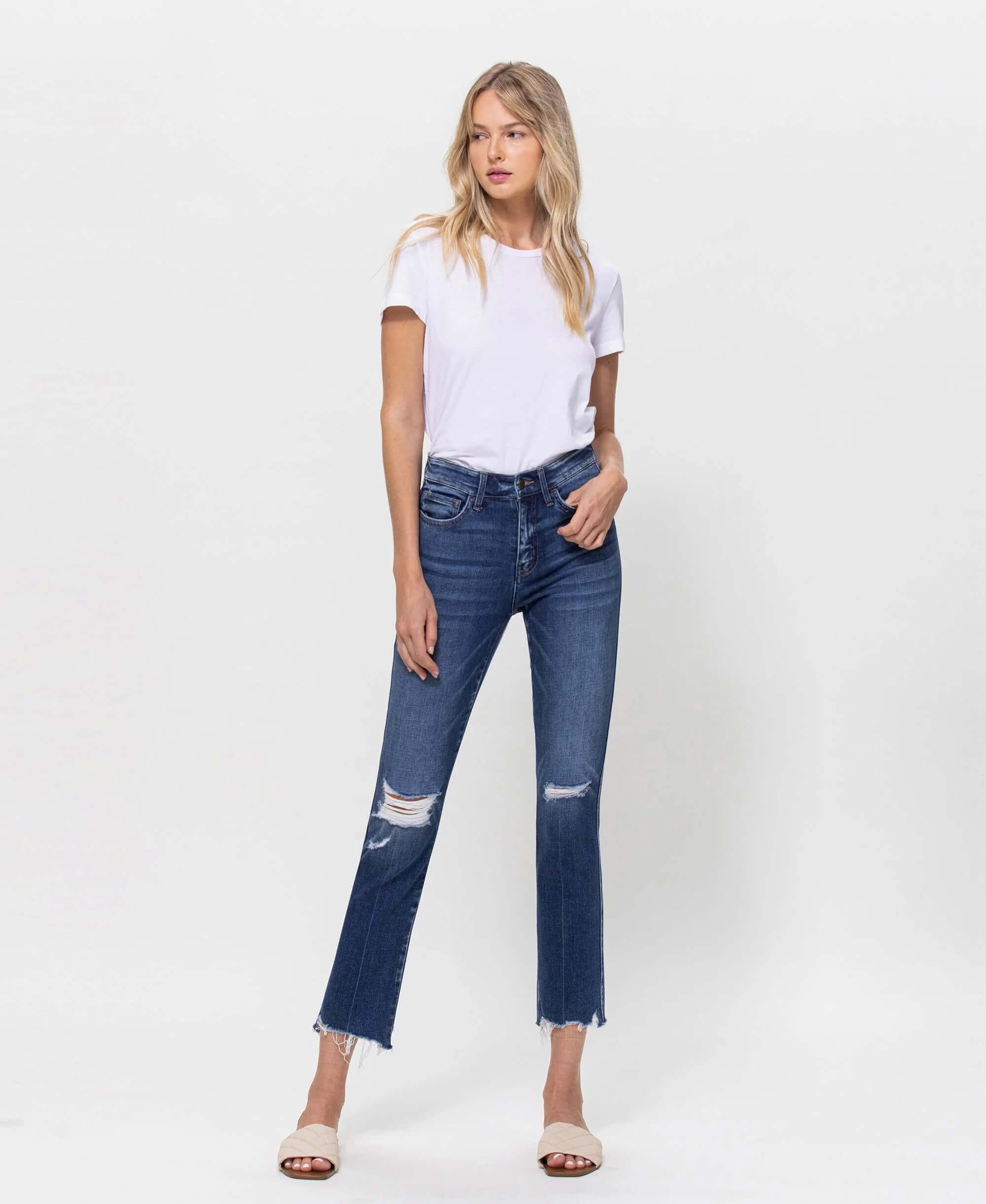 Flying Monkey New Frame - Mid Rise Crop Straight Jeans Flying Monkey