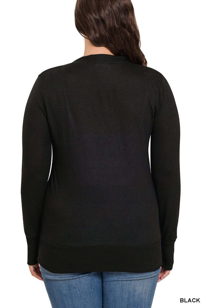 Snap Button Long Sleeve Cardigan - Lavender Hills BeautyZenanaHW-2039XBA