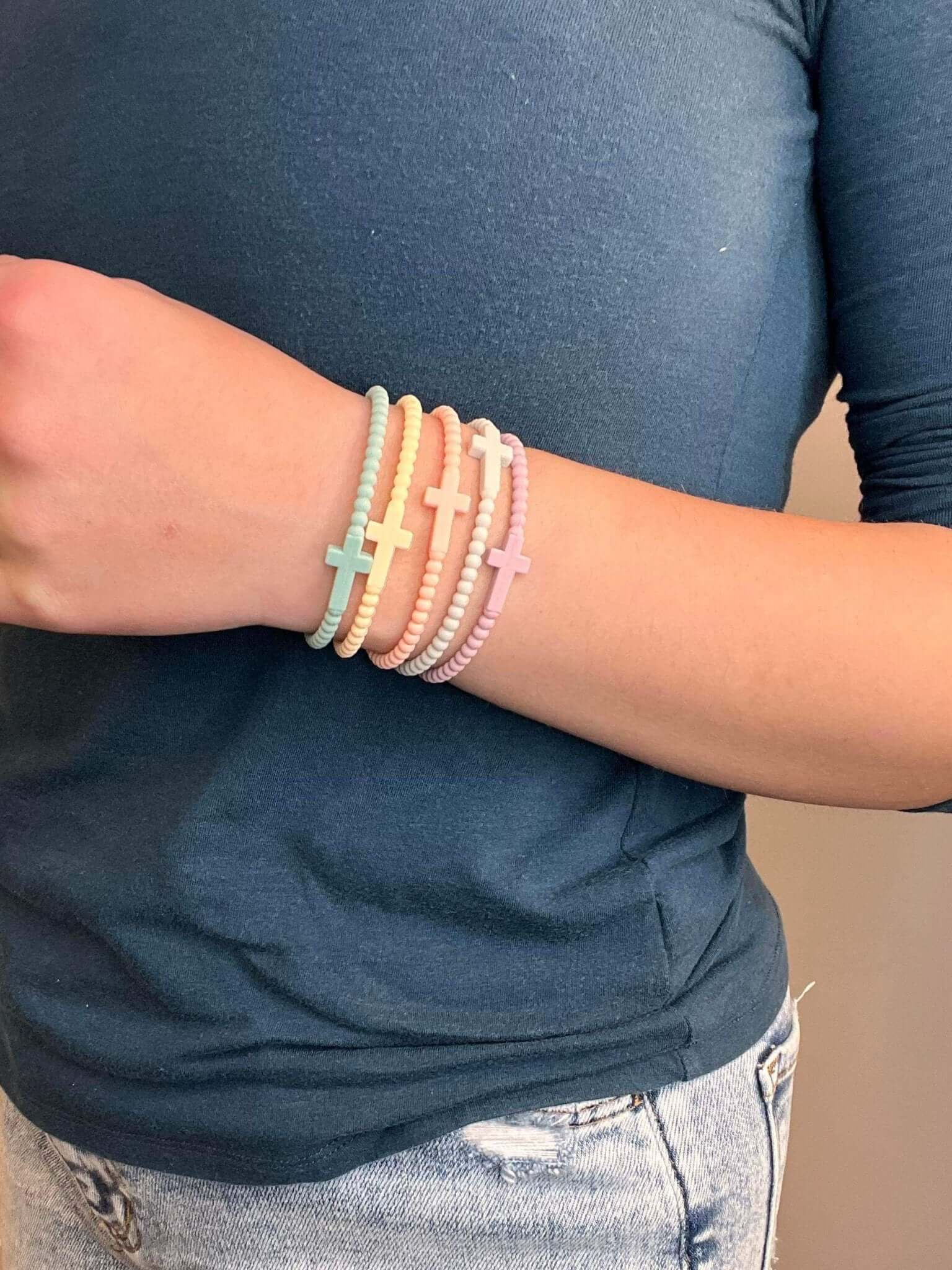 Cross Beaded Silicone Bracelets Set of 5 - Soft Vibes - Lavender Hills BeautyLavender Hills BeautyP8566S