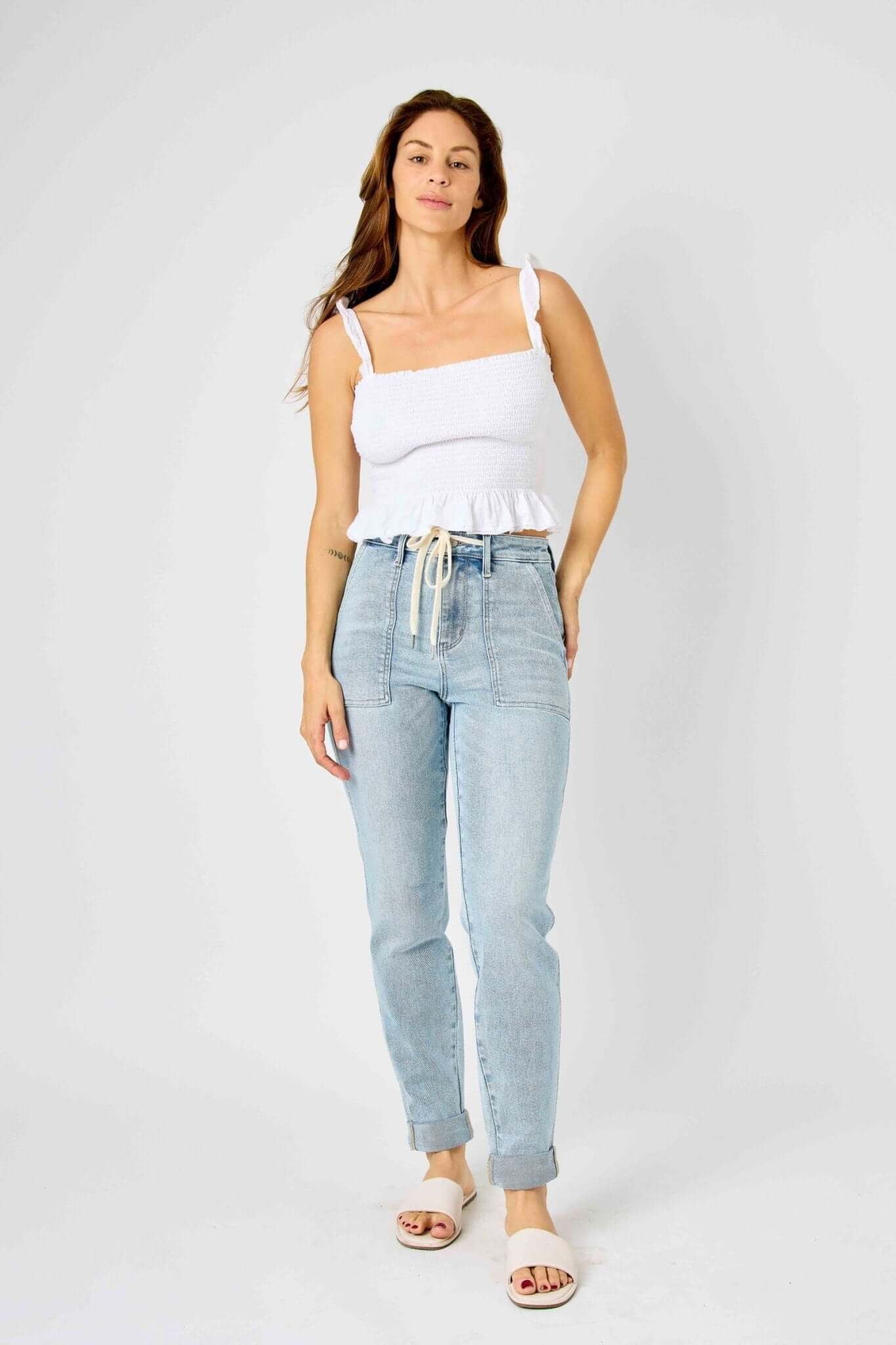 Vintage Wash Button Cuffed Joggers - Lavender Hills BeautyJudy Blue88691REG-LT-1(25)