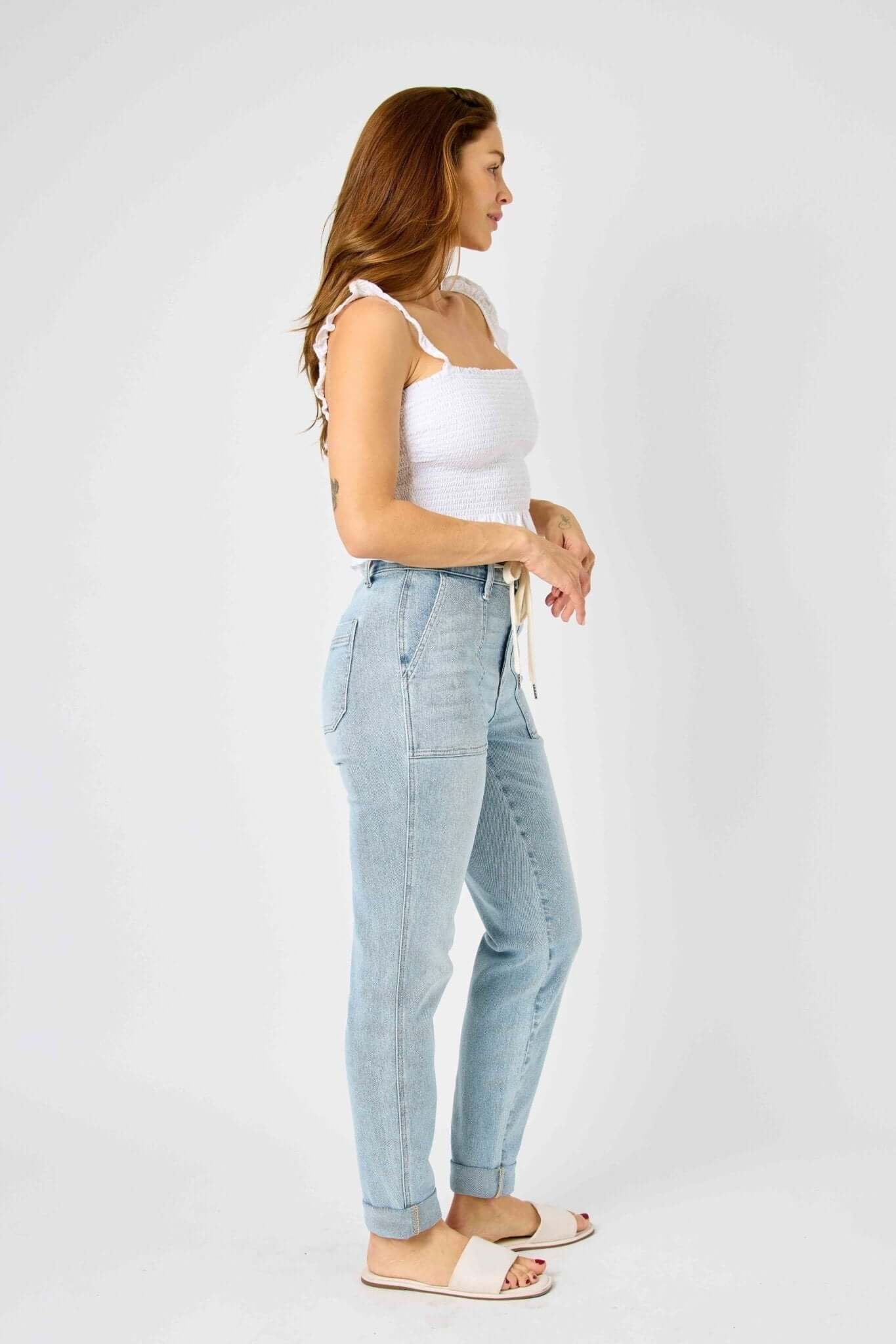 Vintage Wash Button Cuffed Joggers - Lavender Hills BeautyJudy Blue88691REG-LT-1(25)